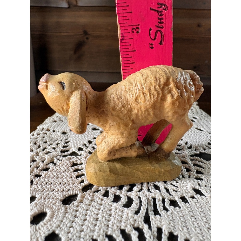 Anri Kneeling Lamb Figurine Nativity Ferrandiz 3"x2" Wood Hand Carved Sheep Vtg - Picture 4 of 9